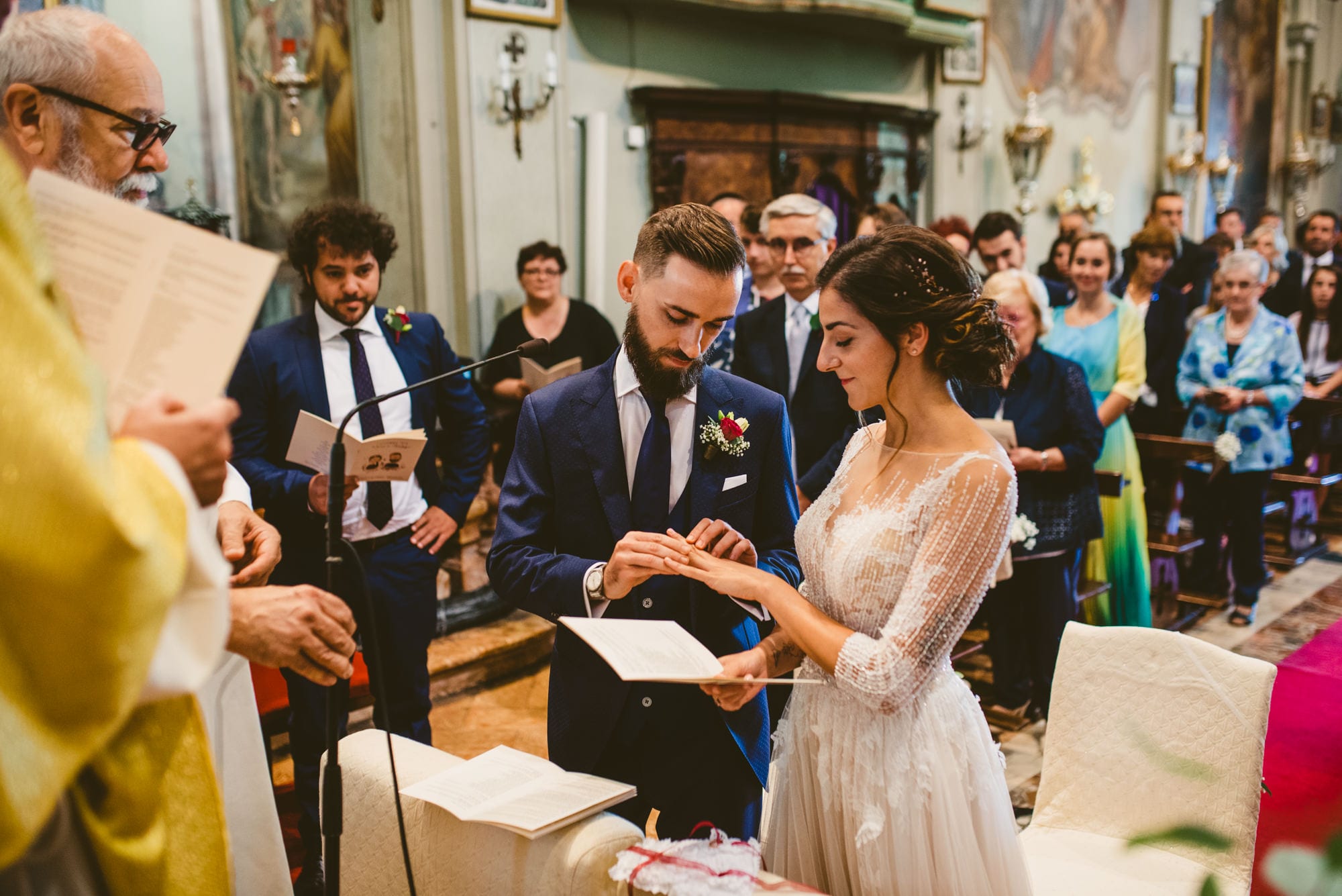 Raffinato Matrimonio Castello Cernusco Lombardone scambio anelli