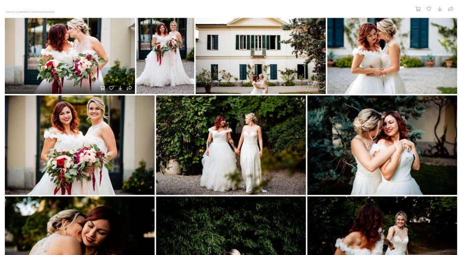 Vista d'insieme della galleria privata con griglia fotografica matrimonio